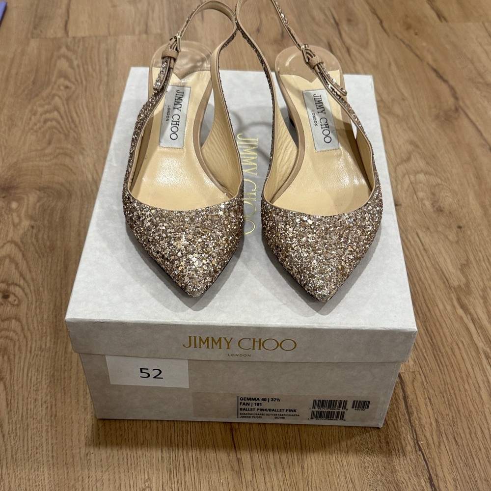 Jimmy Choo Sparkling Gold Slingback Heels